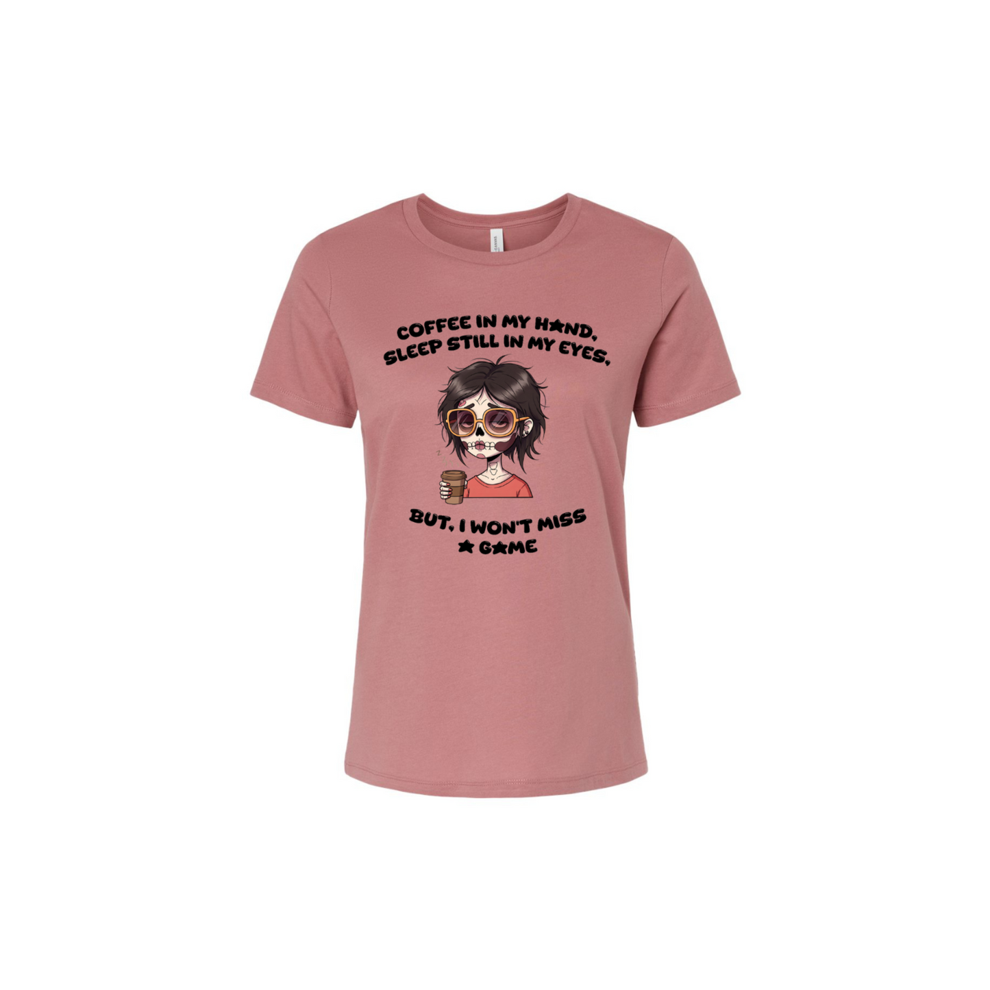 Pink water polo t-shirt with graphic design and text on a white background mom t shirt