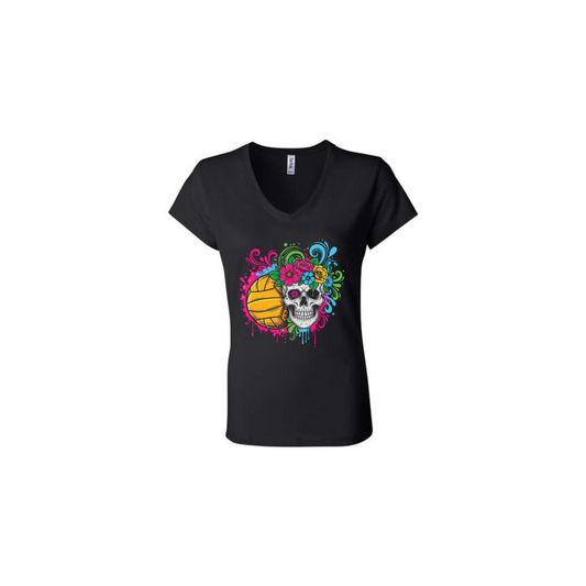 Waterpolo t shirt on black bella canvas cotton t shirt with bold vibrant colors with skull